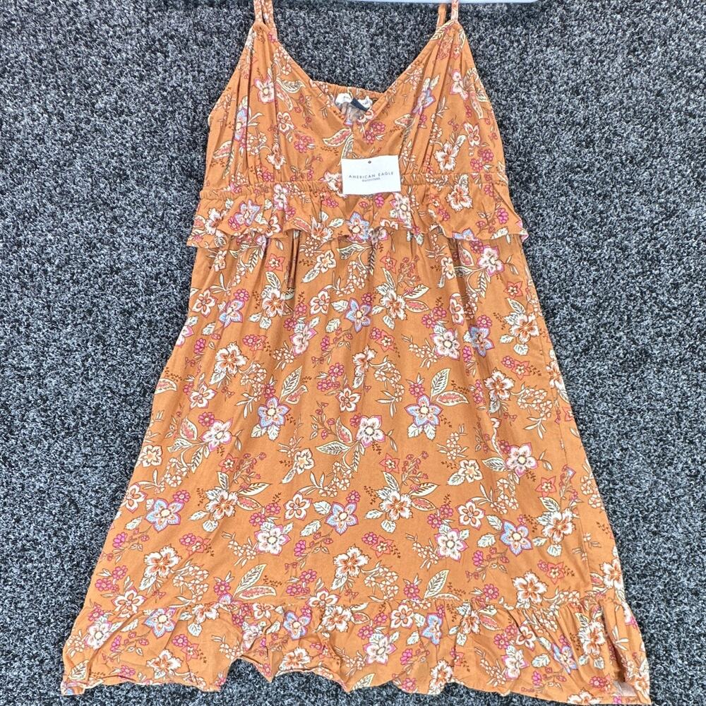 American Eagle Outfitters Women's Woven V-Neck Floral Ruffle Midi Dress S